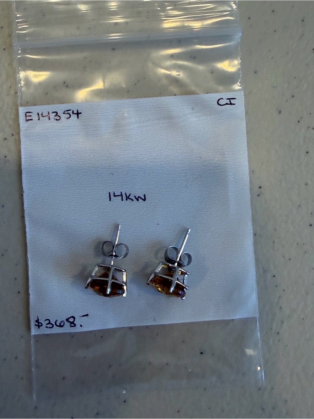 Brand New 14K White Gold Citrine Stud Earrings $368 - Picture 8 of 10